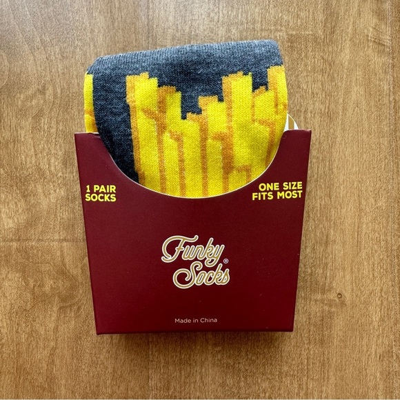 Funky Socks French Fry Socks, 1 Pair of Fun Socks, OS - Picture 2 of 9